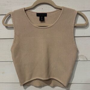 House of Harlow 1960 Tan Ribbed Crop Tank Top